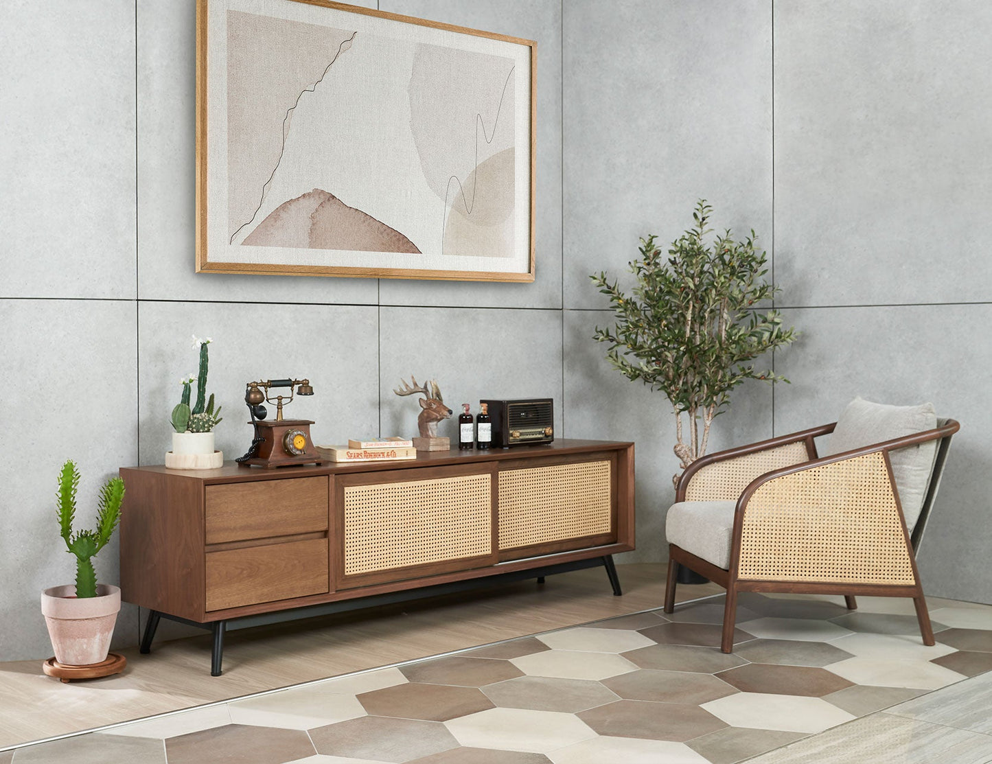 Fauteuil en tissu rotin NASH