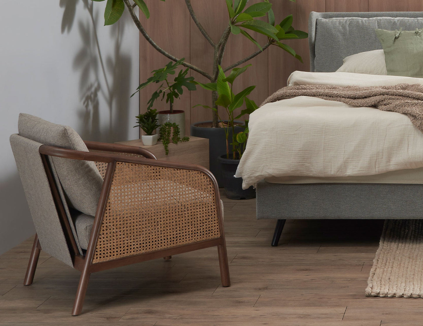 Fauteuil en tissu rotin NASH