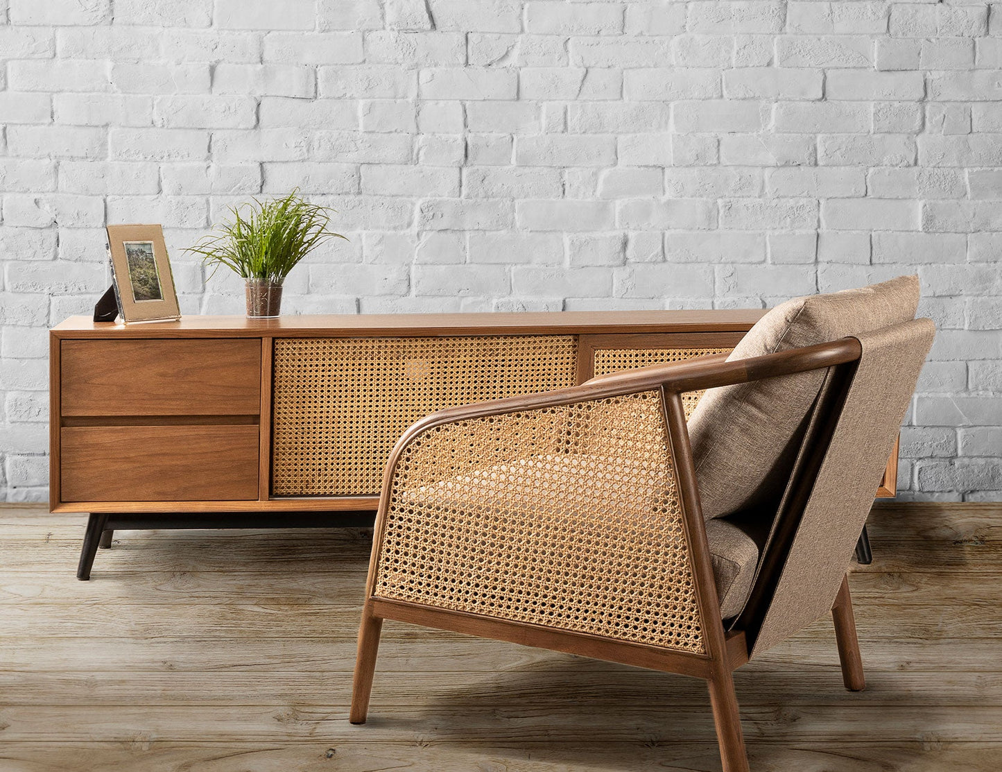Fauteuil en tissu rotin NASH