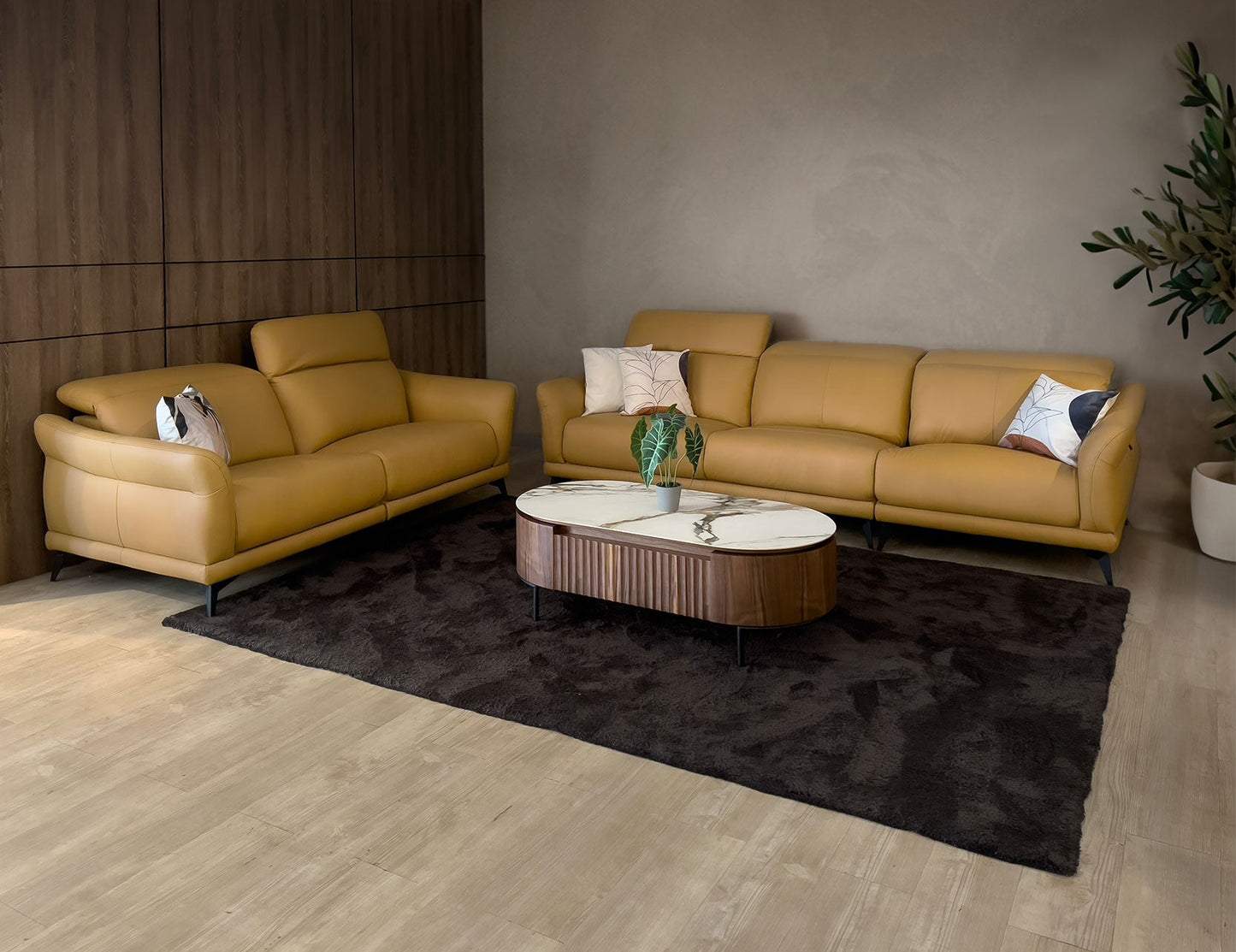 Canapé modulaire en cuir avec appui-tête réglable VINGE