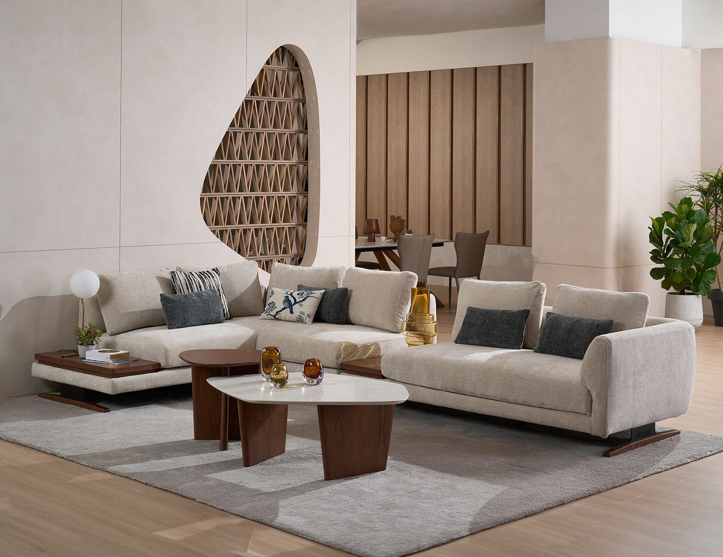 Grand canapé modulaire en tissu EVITA avec housses de coussin amovibles