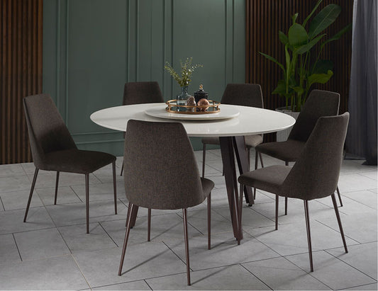 Table à manger ronde KAY avec plateau en quartz