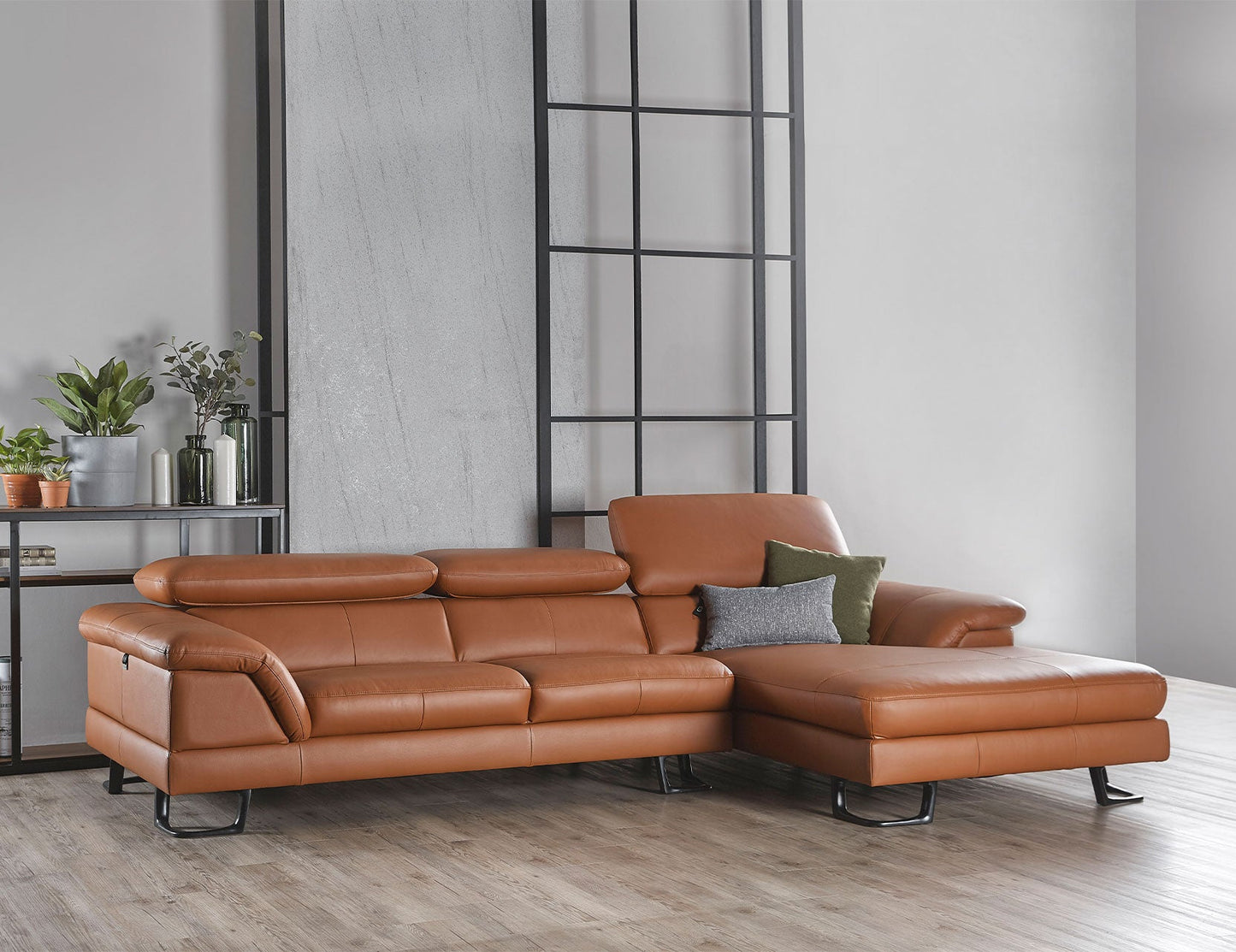 Canapé modulaire en cuir avec appui-tête réglable KORUS