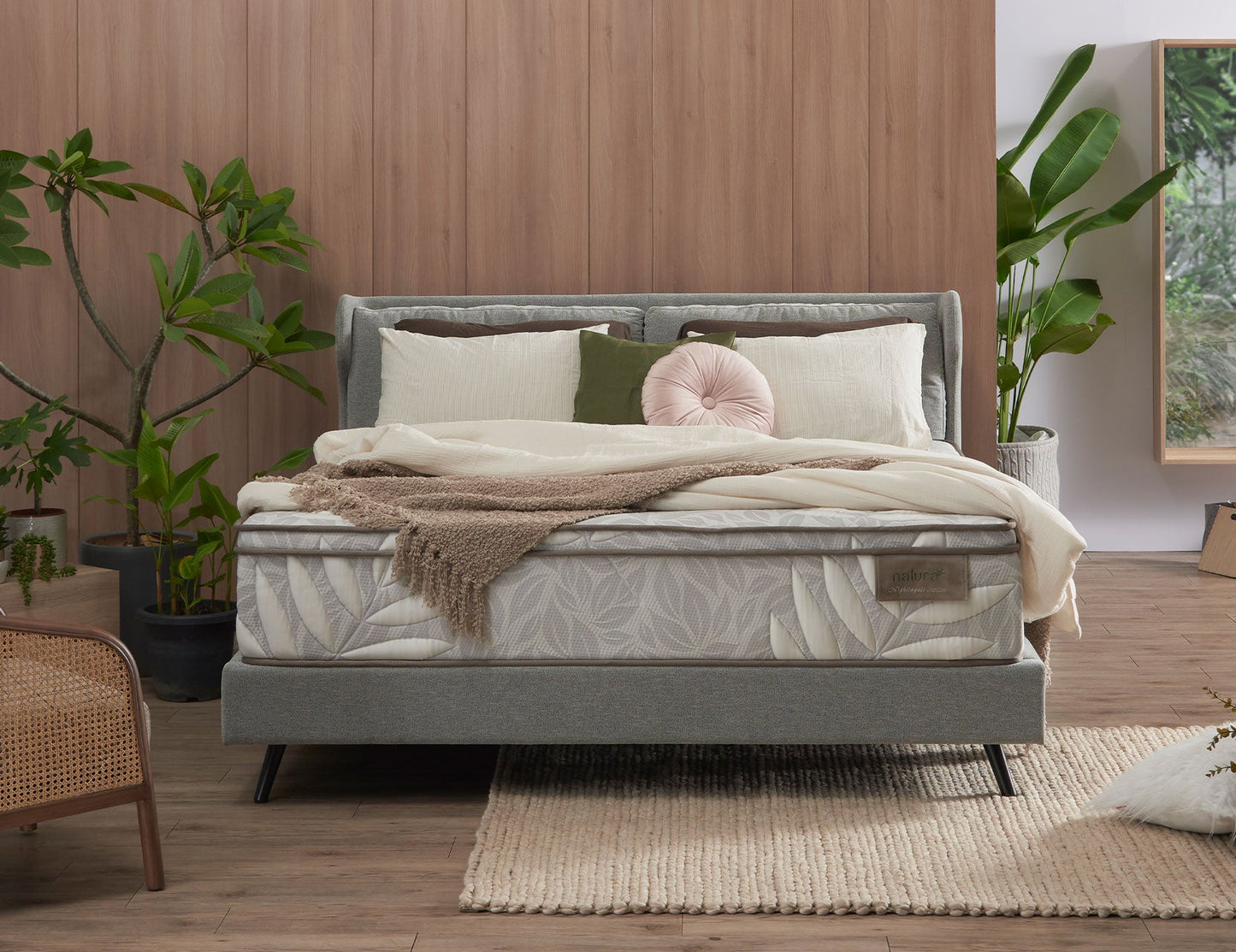 NATURA Matelas à ressorts réactifs en fibre de bambou et latex naturellement hypoallergénique