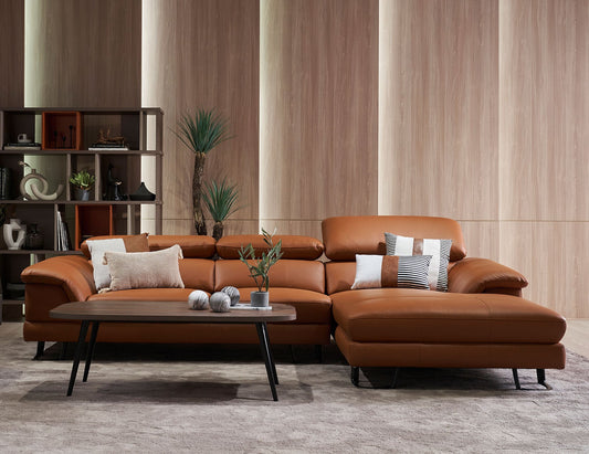 Canapé modulaire en cuir avec appui-tête réglable KORUS