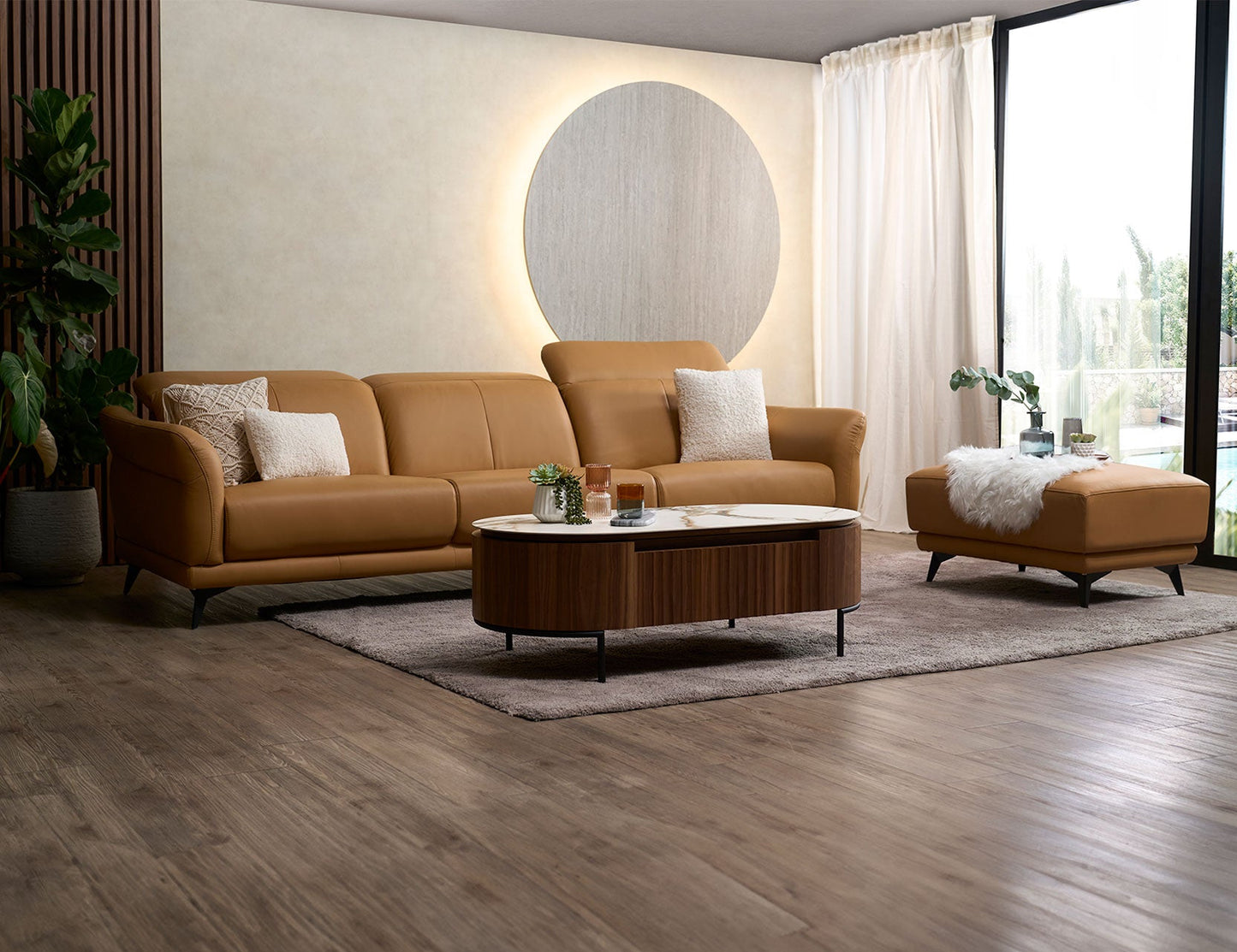 Canapé modulaire en cuir avec appui-tête réglable VINGE