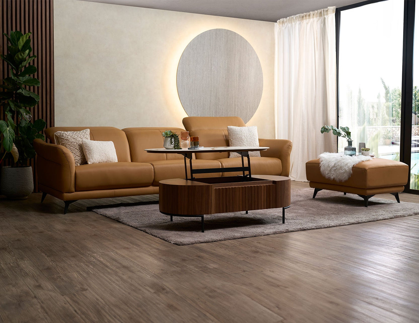 Canapé modulaire en cuir avec appui-tête réglable VINGE