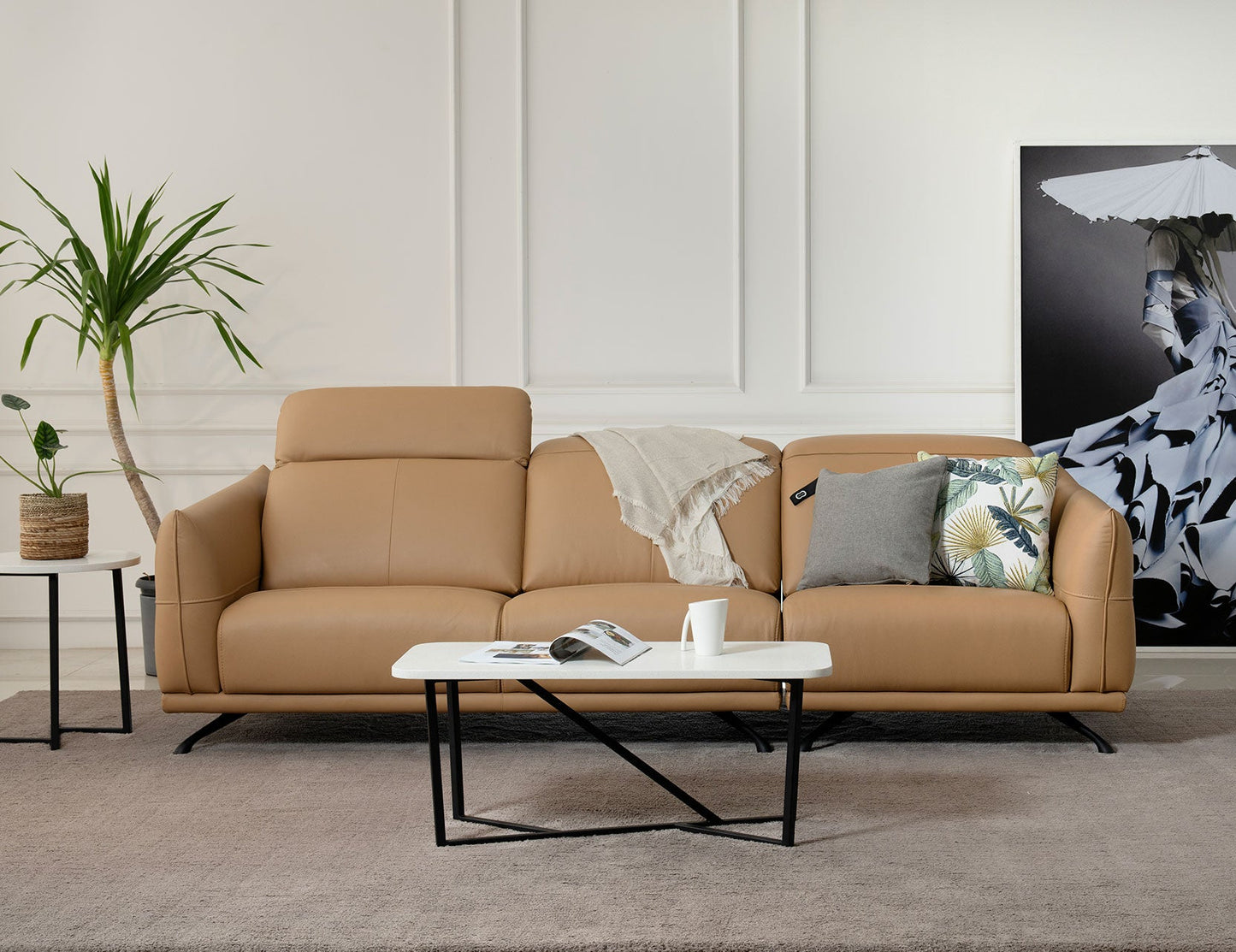 Canapé modulaire en cuir avec appui-tête réglable ETTA