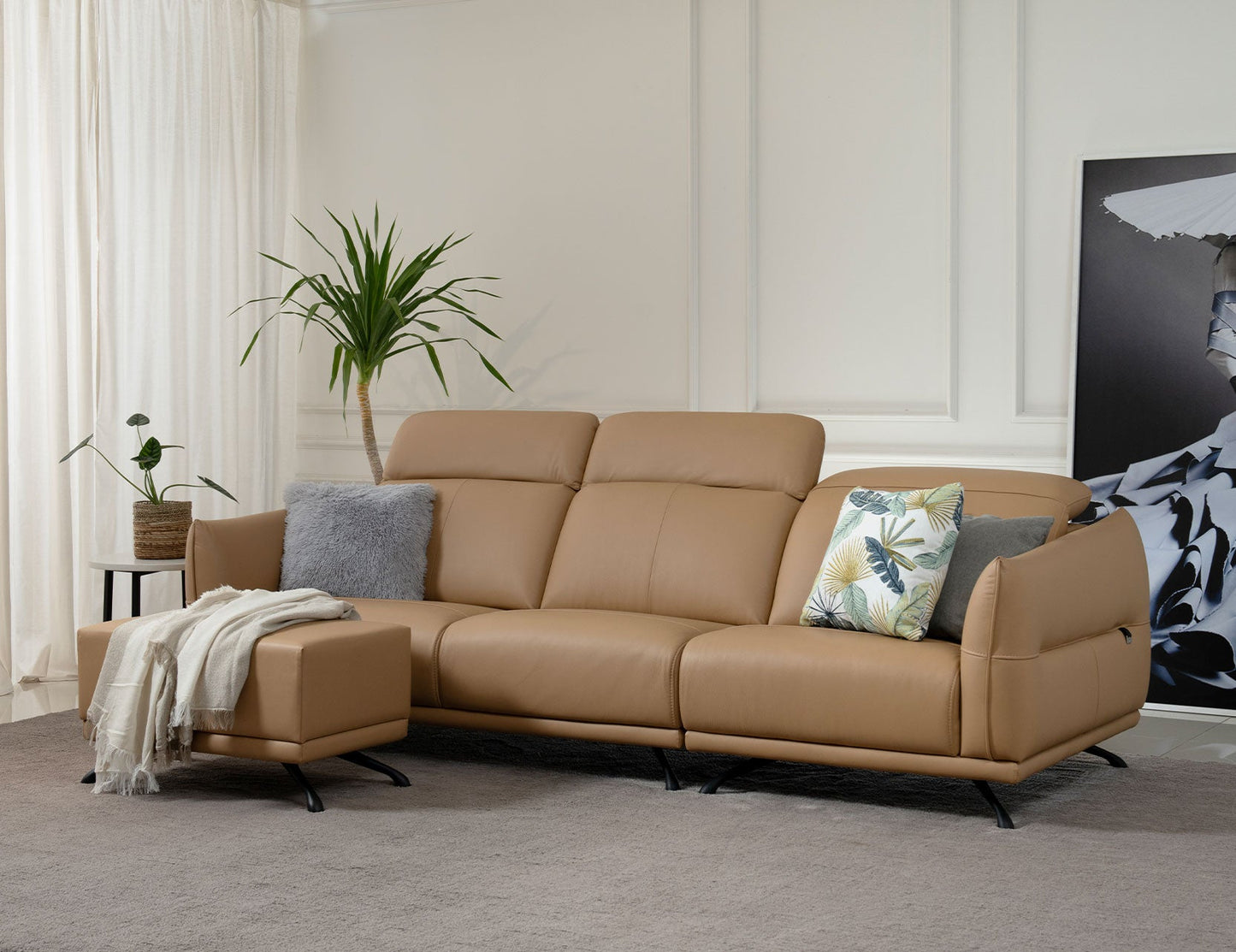 Canapé modulaire en cuir avec appui-tête réglable ETTA