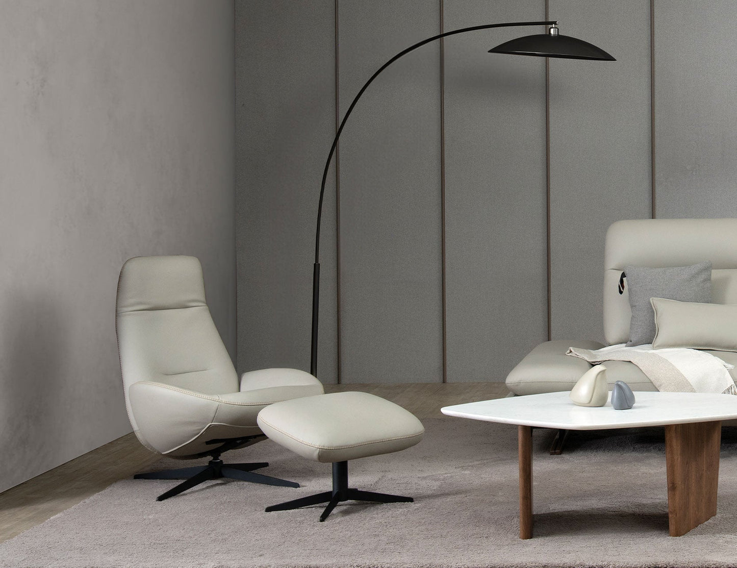 Canapé simple pivotant en cuir OSLO avec appui-tête réglable