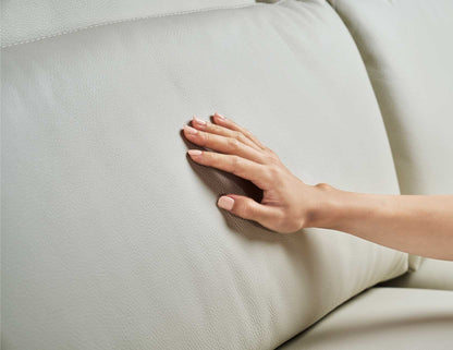 Canapé inclinable modulaire motorisé en cuir PHIL avec dossier et appui-tête en mousse souple