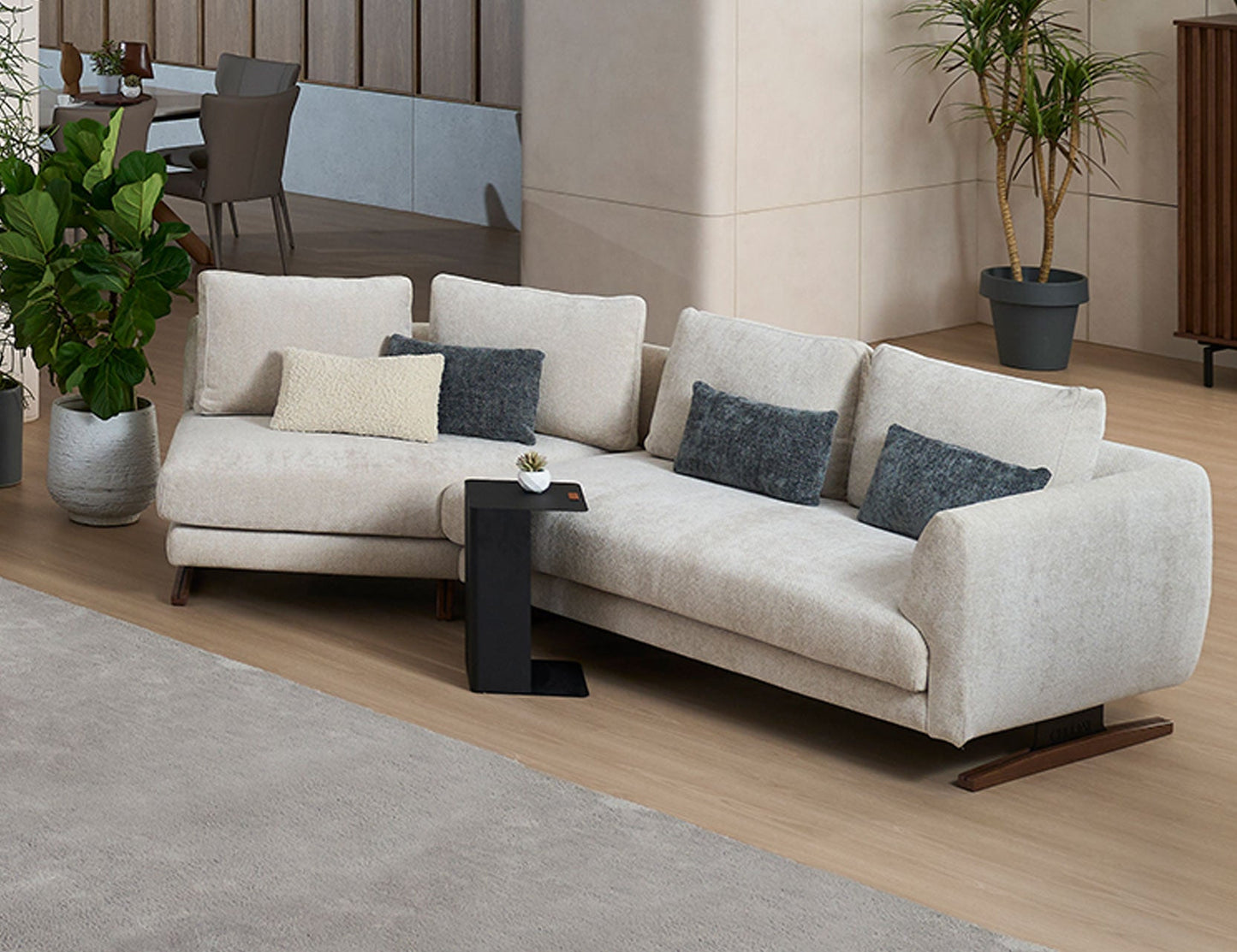 Grand canapé modulaire en tissu EVITA avec housses de coussin amovibles