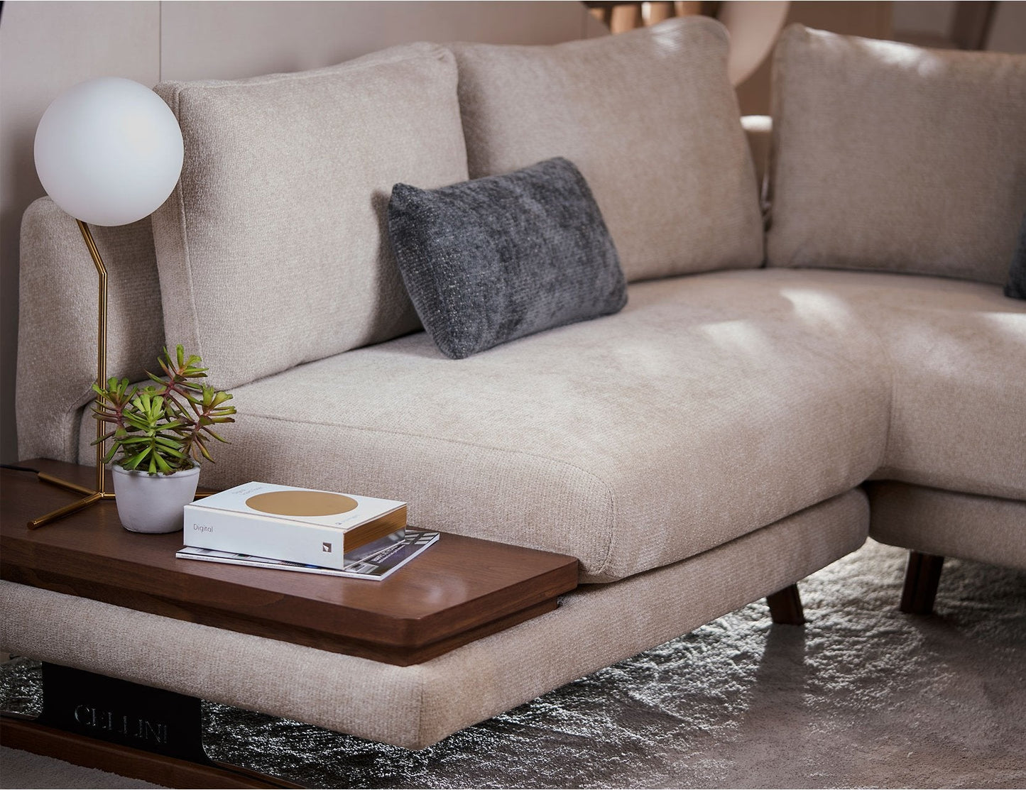 Grand canapé modulaire en tissu EVITA avec housses de coussin amovibles
