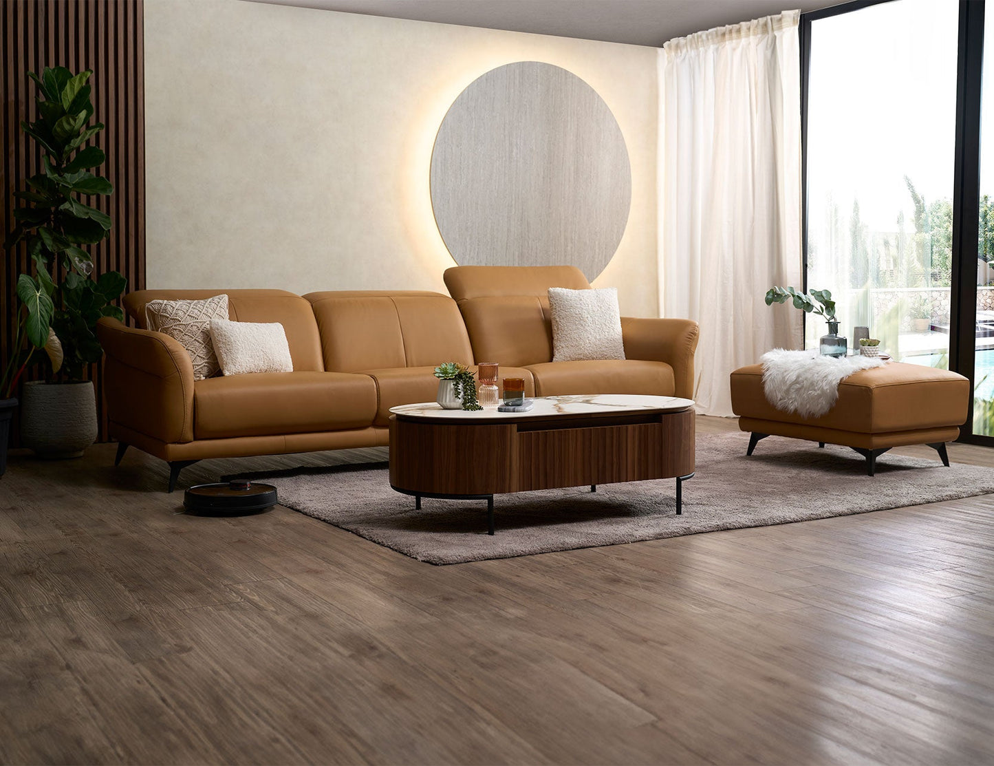 Canapé modulaire en cuir avec appui-tête réglable VINGE