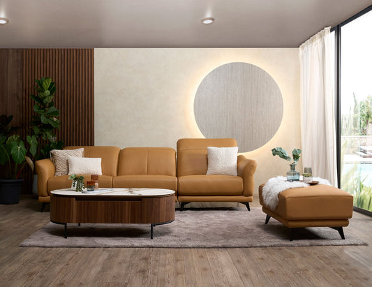 Canapé modulaire en cuir avec appui-tête réglable VINGE