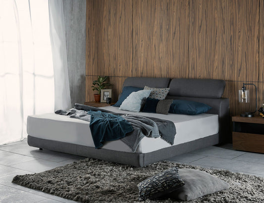 Cadre de lit APOLLO en tissu avec rangement et tête de lit réglable