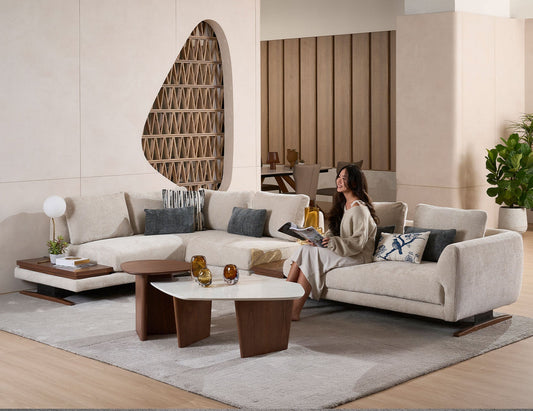 Grand canapé modulaire en tissu EVITA avec housses de coussin amovibles