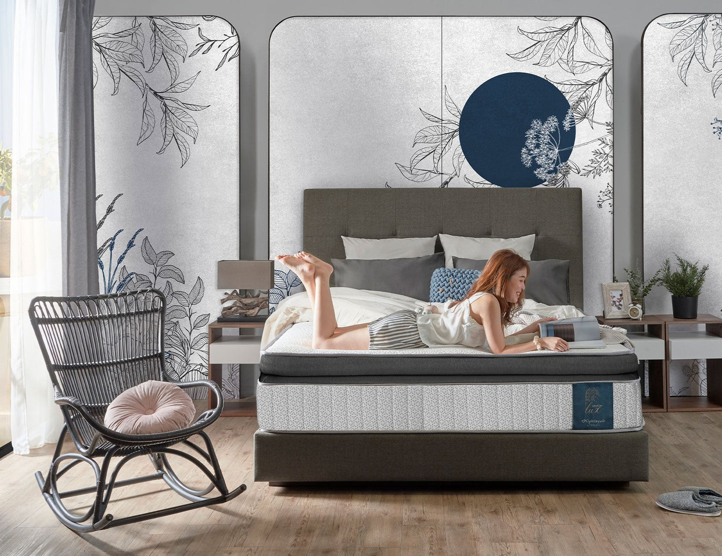 Matelas SEVILLE LUX Black Diamond™ en latex ultra-frais ViroClean antimicrobien réactif à micro-ressorts