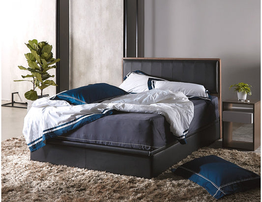 Cadre de lit TRINITY en cuir avec rangement et sommier relevable